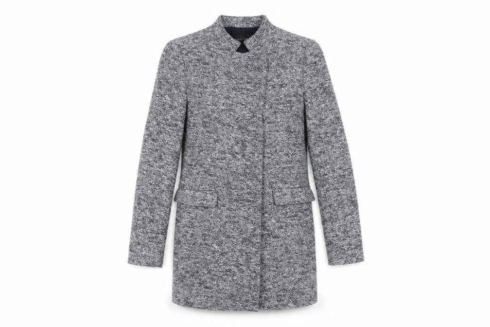 Zara Women's Grey Tweed Coat, Size M, Elegant Overcoat
