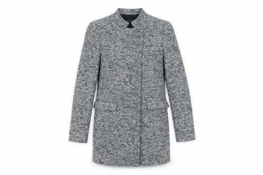 Zara Women's Grey Tweed Coat, Size M, Elegant Overcoat
