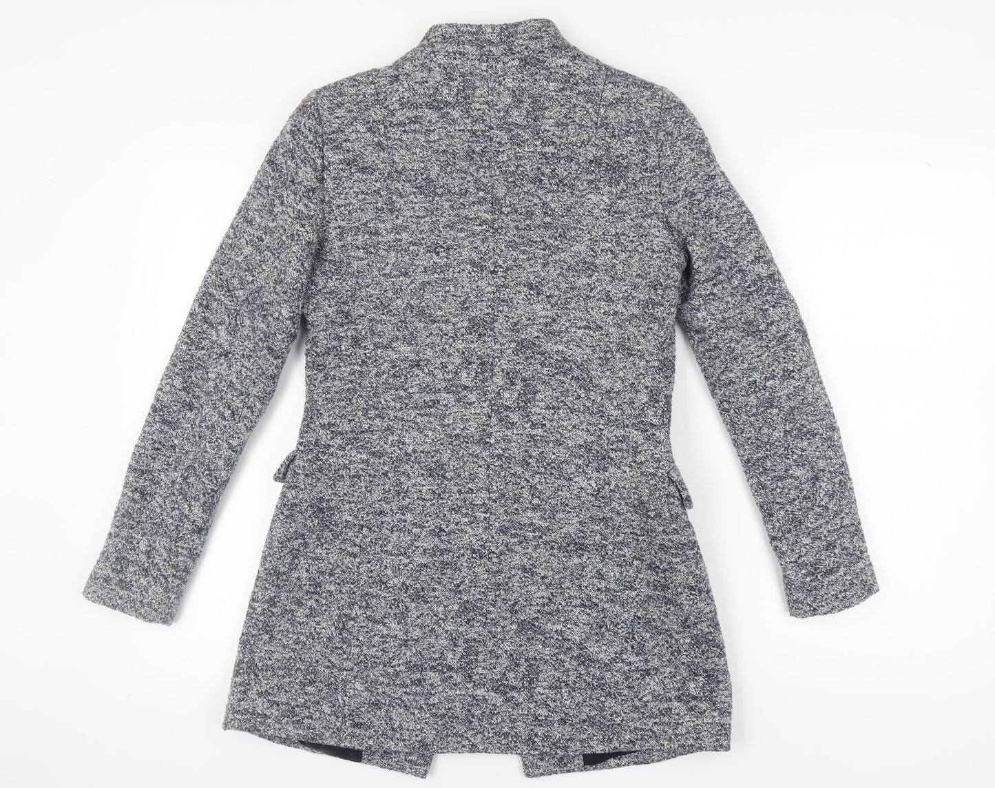 Zara Women's Grey Tweed Coat, Size M, Elegant Overcoat