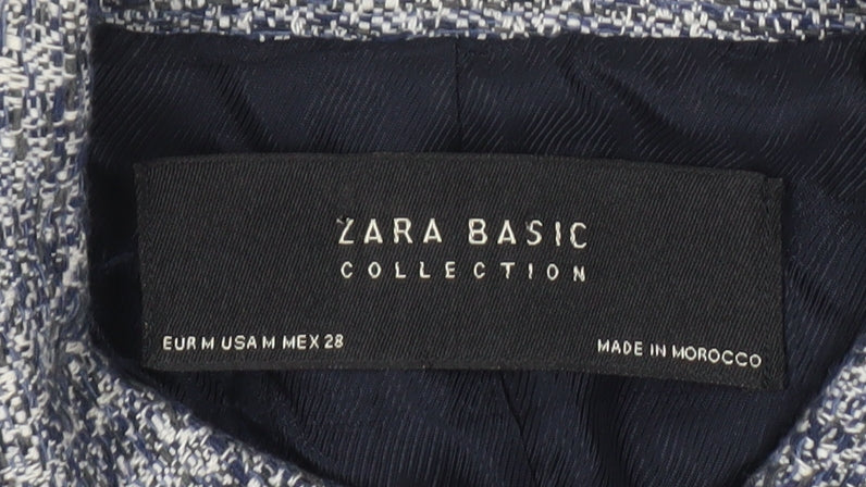 Zara Women's Grey Tweed Coat, Size M, Elegant Overcoat