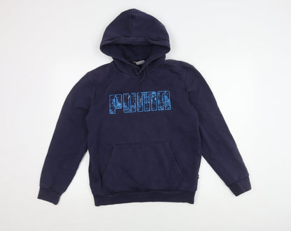 Additional front view of Puma boys’ blue pullover hoodie in, size S, with logo