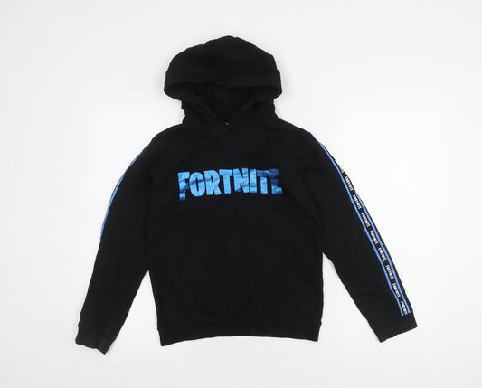 Fortnite Boys Black Hoodie, Pullover, 11-12 Years, Logo