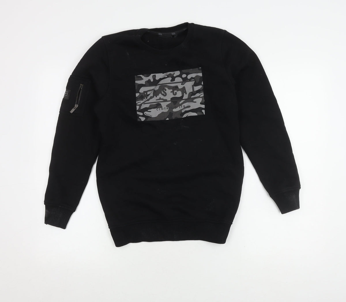 Additional front view of Rascal boys’ black camouflage pullover sweatshirt - regular fit
