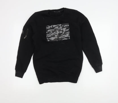 Additional front view of Rascal boys’ black camouflage pullover sweatshirt - regular fit