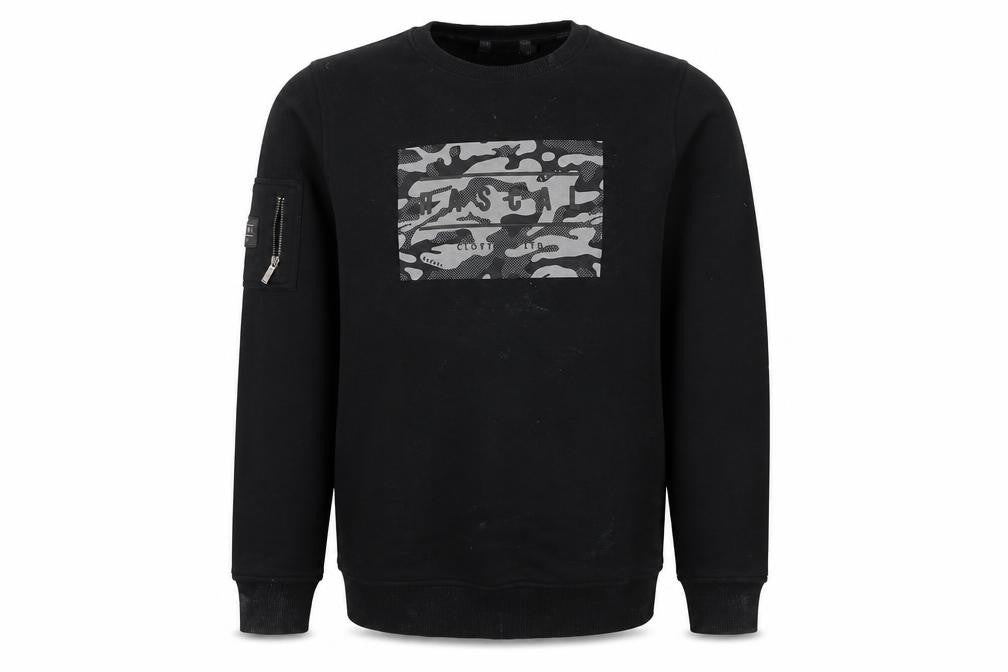 Front view of Rascal boys’ black camouflage pullover sweatshirt - regular fit