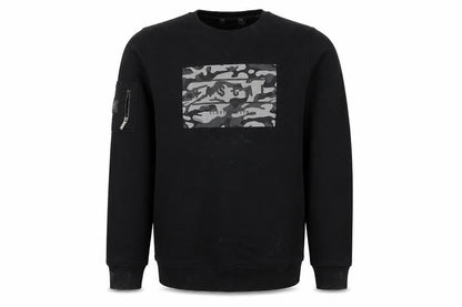 Front view of Rascal boys’ black camouflage pullover sweatshirt - regular fit