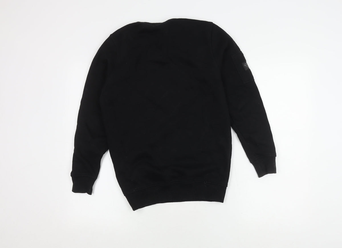 Back view of Rascal boys’ black camouflage pullover sweatshirt - regular fit