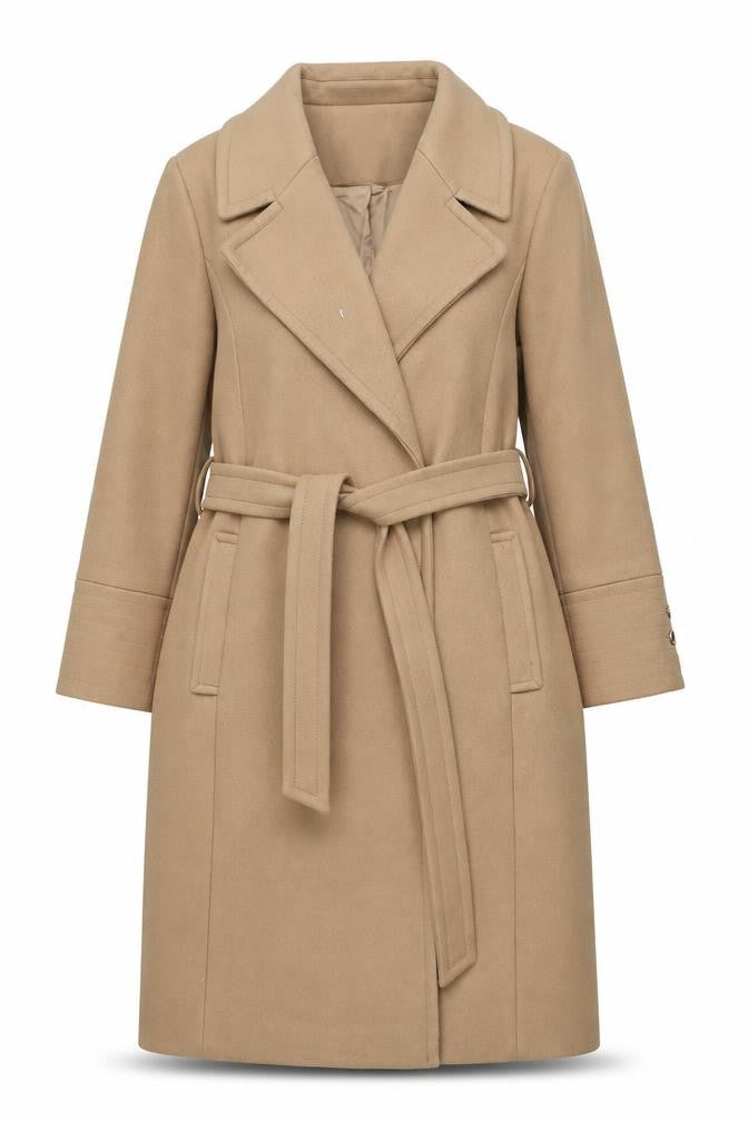 Forever New Women's Beige Long Overcoat Size 22