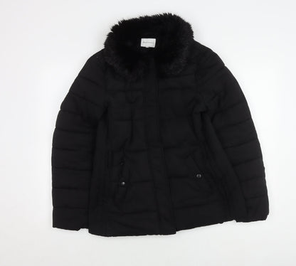 Warehouse Women's Black Puffer Jacket Size 10