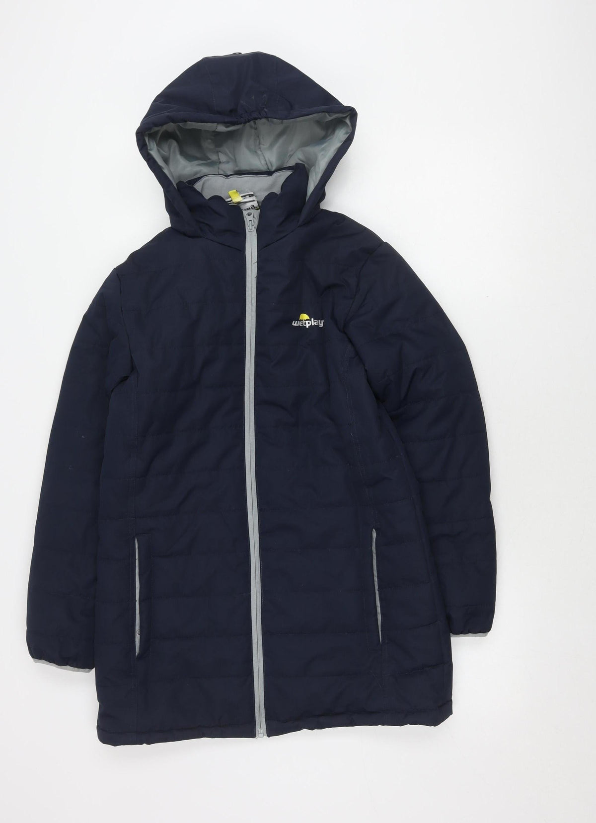 Additional front view of Wetplay boys’ blue puffer jacket 11-12 years waterproof