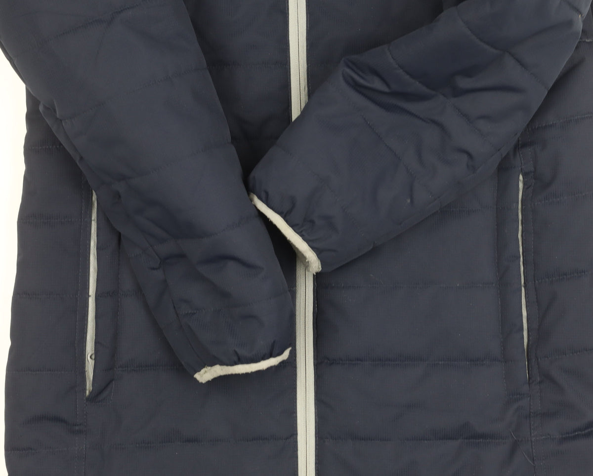 Close-up detail of Wetplay boys’ blue puffer jacket 11-12 years waterproof
