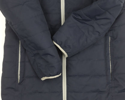 Close-up detail of Wetplay boys’ blue puffer jacket 11-12 years waterproof