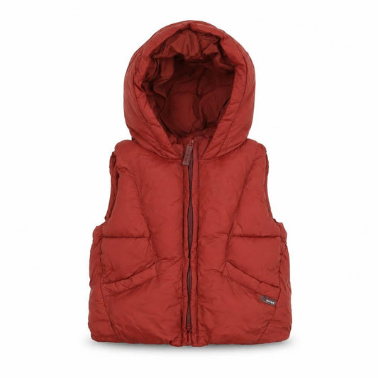 Front view of Zara boys’ red puffer jacket 12-18 months hooded