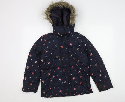 Additional front view of Gap girls’ multicoloured floral puffer jacket, size 12