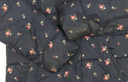 Close-up detail of Gap girls’ multicoloured floral puffer jacket, size 12