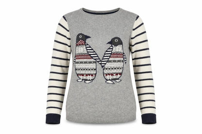 Front view of Mantaray Women's Grey Penguin Jumper, size 10