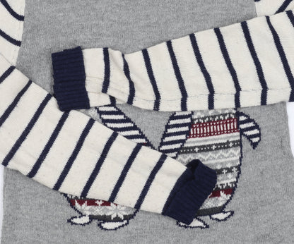 Close-up detail of Mantaray Women's Grey Penguin Jumper, size 10