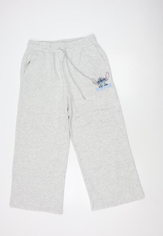 Disney Stitch Women's Grey Jogger Trousers M, Relaxed Knit