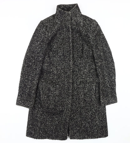 Additional front view of John Lewis Black Herringbone Coat -, size 8