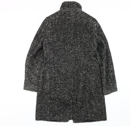 Back view of John Lewis Black Herringbone Coat -, size 8