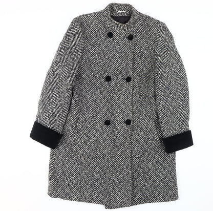 Additional front view of Nuage Women's Black & White Herringbone Pea Coat, size 12