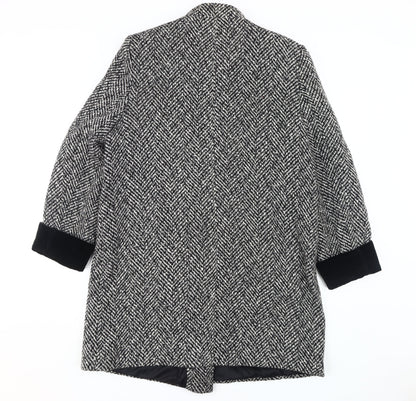 Back view of Nuage Women's Black & White Herringbone Pea Coat, size 12