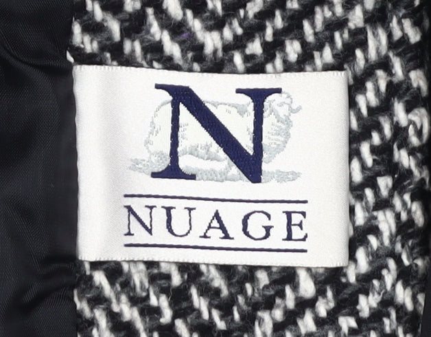 Close-up detail of Nuage Women's Black & White Herringbone Pea Coat, size 12