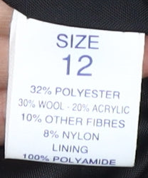 Brand and care label for Nuage Women's Black & White Herringbone Pea Coat, size 12