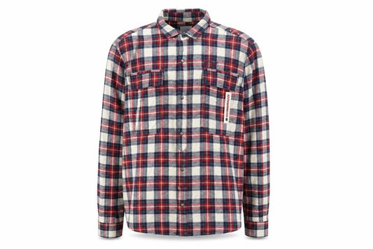 Next Men's Red Checkered Cotton Long Sleeve Shirt L