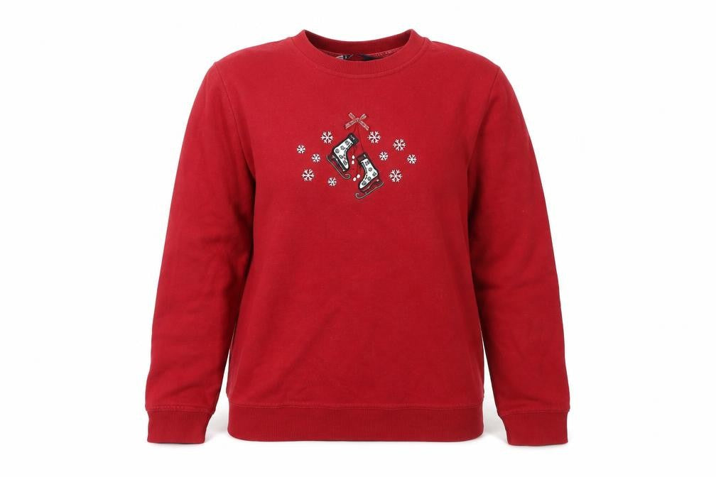 Isle Women's Red Embroidered Pullover Sweatshirt M