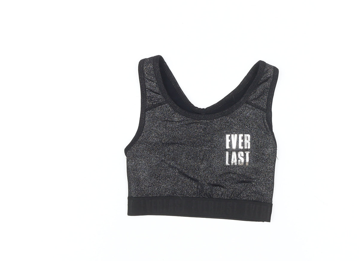 Additional front view of Everlast girls’ black athletic tank 7-8 years, sporty stretch top