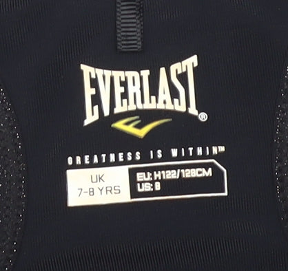 Close-up detail of Everlast girls’ black athletic tank 7-8 years, sporty stretch top