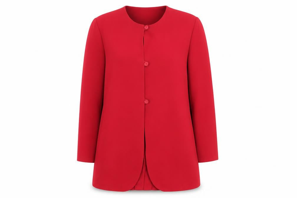 Next Women's Red Long Coat, UK 14, Button Accent