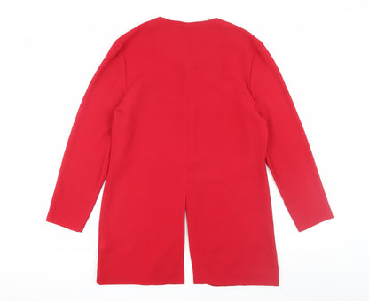 Next Women's Red Long Coat, UK 14, Button Accent