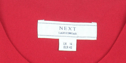 Next Women's Red Long Coat, UK 14, Button Accent