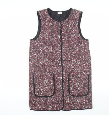 Additional front view of Jacqueline de Yong Women's Black Floral Waistcoat, size 6, UK