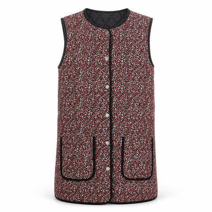 Front view of Jacqueline de Yong Women's Black Floral Waistcoat, size 6, UK