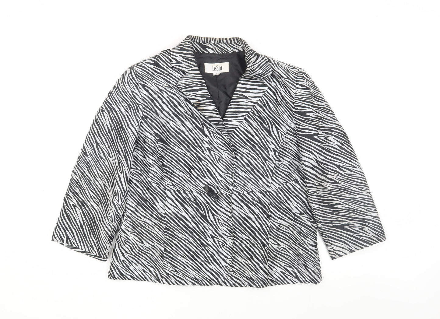 Le Suit Women's Black Animal Print Blazer - Size 14