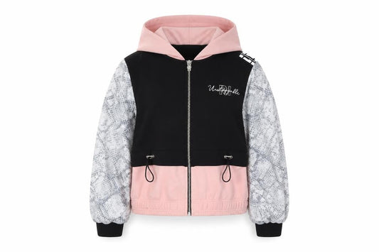 River Island Girls Black & Pink Full Zip Hoodie 9-10 Years