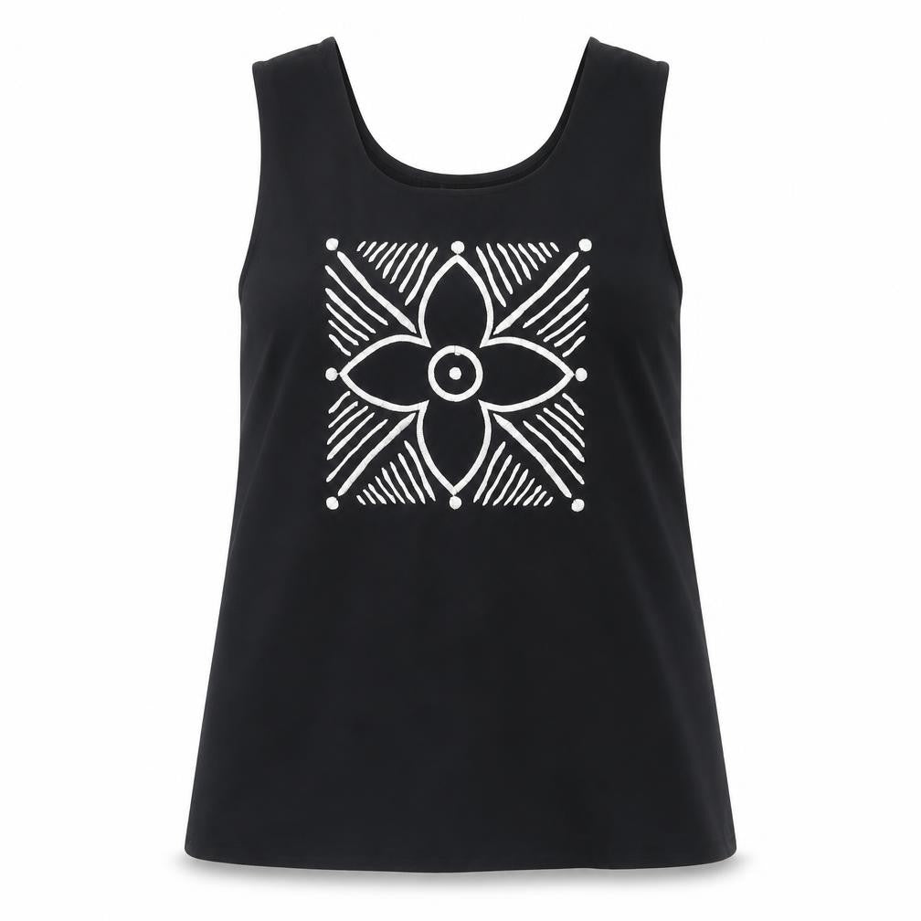 Windsmoor Women's Black Floral Embroidered Tank - Size 12