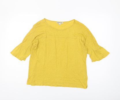 Whistles Women Yellow Size S Solid Jersey Top