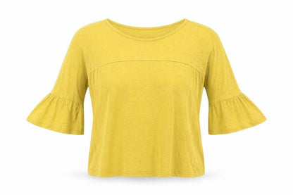 Whistles Women Yellow Size S Solid Jersey Top