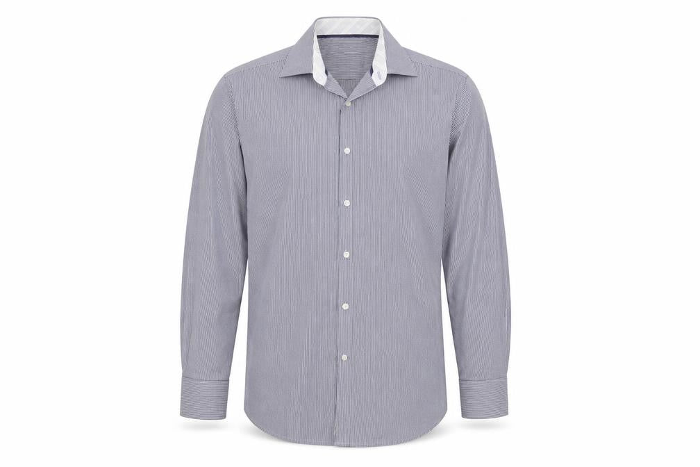 Jeff Banks Men's Slim Fit Blue Striped Shirt, Size 15.5