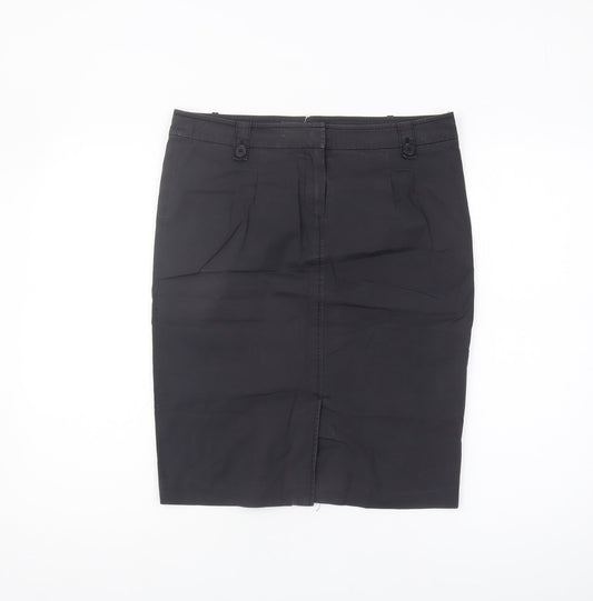 Reiss Women's Black Pencil Skirt Size 12 Cotton Blend
