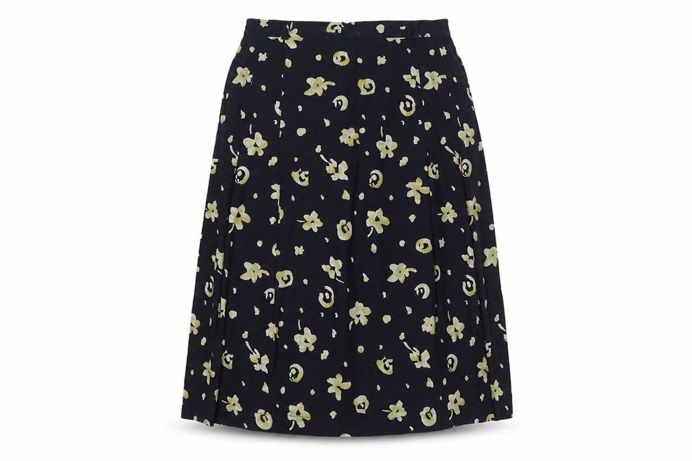 Jacques Vert Women's Blue Floral Pleated Skirt Size 12