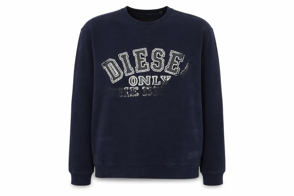 Diesel Unisex Blue Cotton Logo Pullover Sweatshirt M