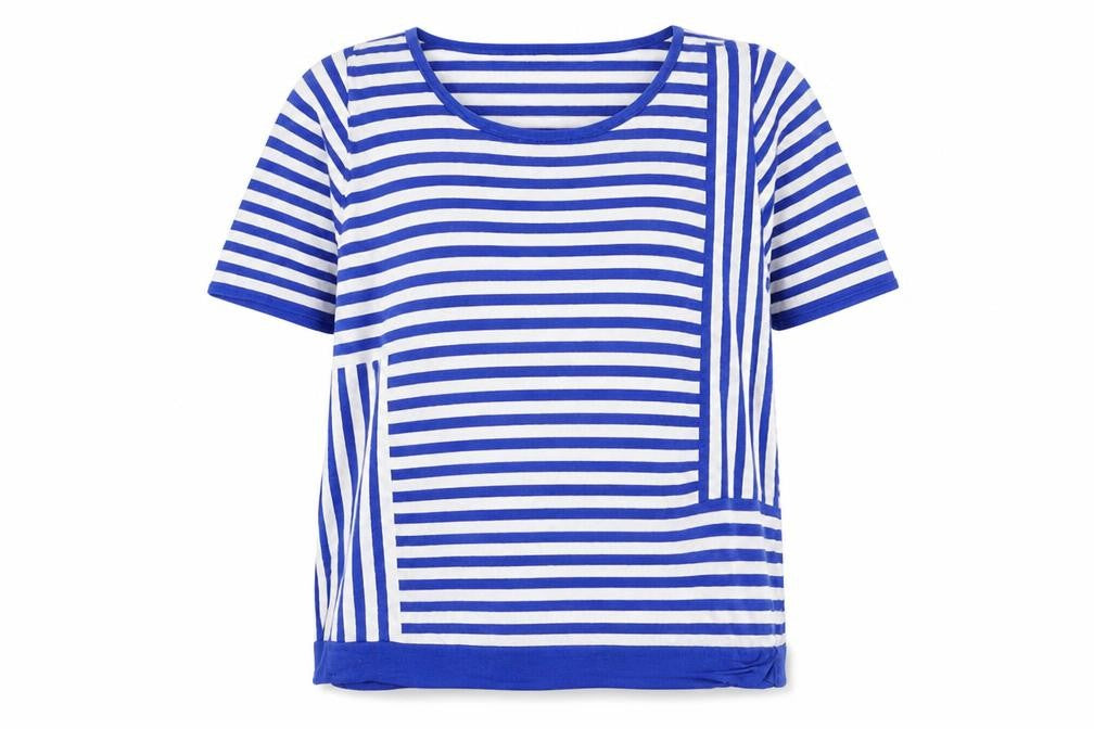 Jaeger Women Blue Striped Crew Neck Jumper L