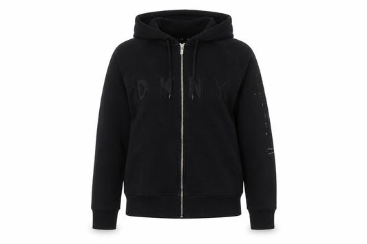 DKNY Women's Black Full Zip Hoodie - Medium, Casual Wear