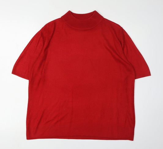 Alexara Women's Red Short Sleeve Mock Neck Jumper M