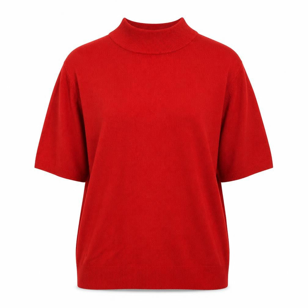 Alexara Women's Red Short Sleeve Mock Neck Jumper M